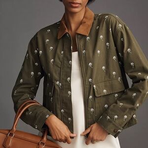 Anthropologie Dolan Left Coast Printed Barn Jacket Small Embroidered Floral NEW